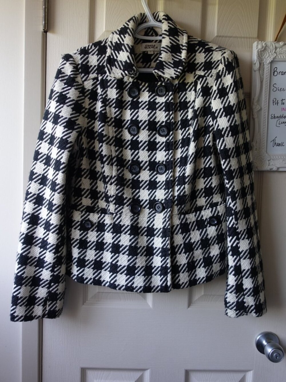 Costa Blanca Black and White Houndstooth Double-Breasted Jacket